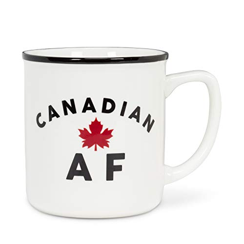 Abbott Collection  Home 27-CA-MUG-618 Canadian AF Text Mug, 4" high, White/black