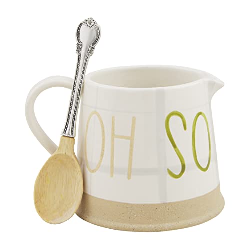 Mud Pie Oh So Gravy Boat With Ladle, White, 3 1/2" x 6"