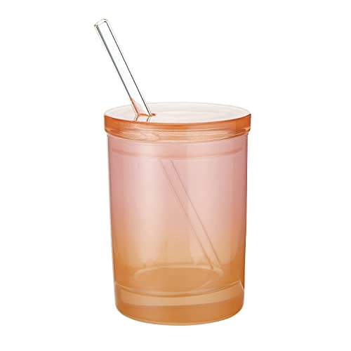Creative Brands Slant Collections Double-Old Fashioned Cocktail Glass, 10-Ounce, Pink Orange