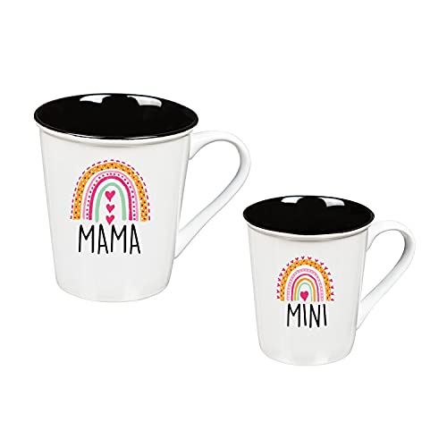 Evergreen Cypress Home Mommy and Me Ceramic Cup Gift Set, 16 OZ and 8 OZ, Mama & Mini