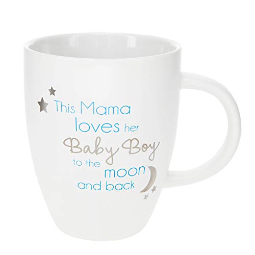 Pavilion Gift Company 61171 This Mama Loves Her Baby Boy To The Moon And Back Back-20oz New Mom Coffee Cup Mug, 20 oz, White