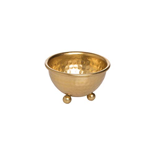 Foreside Home and Garden Gold Hammered Metal Decorative Jewelry Bowl, 8