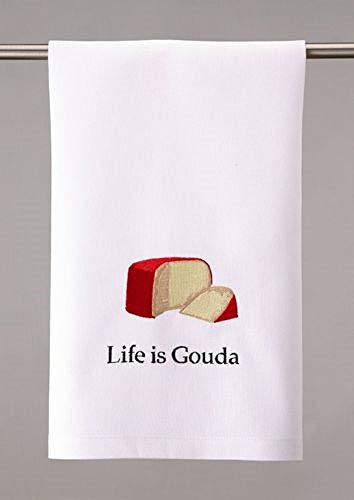 Peking Handicraft 04TA1965WC Life is Gouda Kitchen Towel, 25-inch Length, Cotton