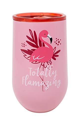 Boston Warehouse Flamingo Flamingle Insulated Stemless Wine Goblet, 16 ounce, Pink