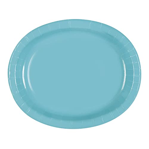 Unique Industries Unique 46858 Oval Paper Plates-Teal Colour-Pack of 8