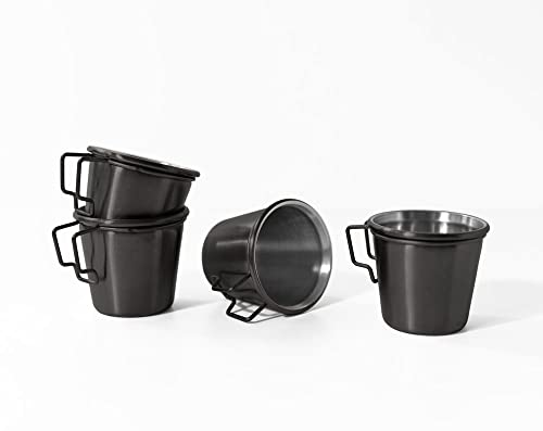 Nod Products Steel Shot and Garnish Beverage Bucket, 2.5-inch Length, Set of 4, Bright Black