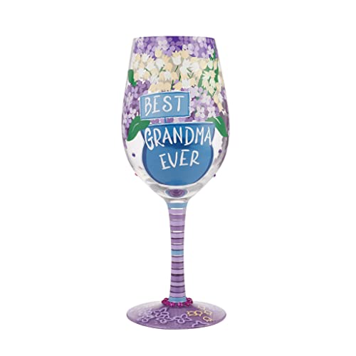Enesco Lolita Best Grandma Ever Wine Glass, 9.05 Inch, Multicolor, 15 oz