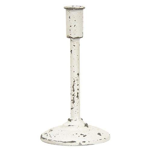 Antique Metal Farmhouse Style Candle Holder | 9 inch | Antique White Distressed