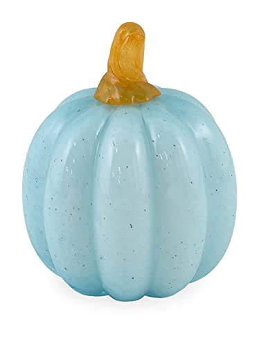 Boston International Decorative Tabletop Glass Pumpkin, 3 x 4-Inches, Aqua