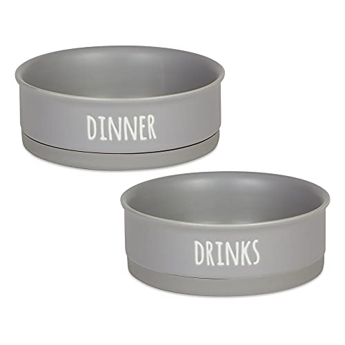 DII Design Bone Dry Ceramic Pet Collection Dinner, Drinks & Dessert Set, Medium, 6x2 Count, Gray, 2 Count