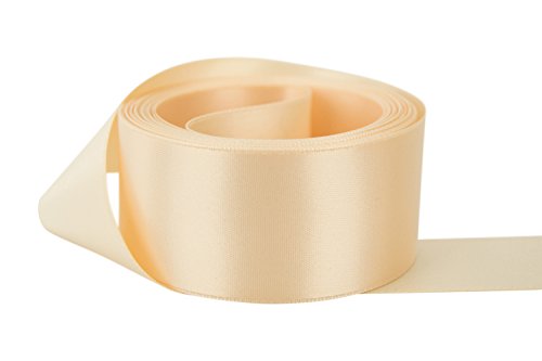 Ribbon Bazaar Double Faced Satin Ribbon - Premium Gloss Finish - 100% Polyester Ribbon for Gift Wrapping, Crafts, Scrapbooking, Hair Bow, Decorating & More - 5/8 inch Nude 50 Yards