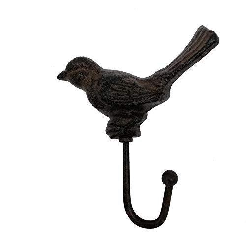 Comfy Hour Antique & Vintage Interior Decor Collection, Animal Edition Cast Iron Sparrow Bird Single Key Coat Hook Clothes Rack Wall Hanger, Heavy Duty Recycled Gift Idea
