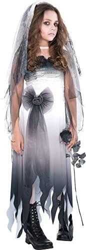 amscan Graveyard Bride Halloween Costume for Girls, Medium (8-10), Includes Dress and Veil Headband