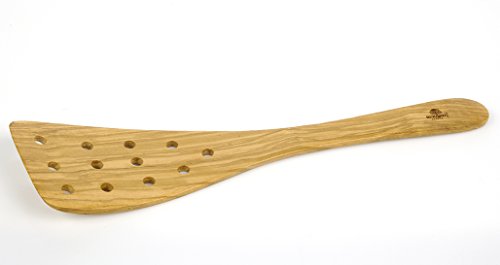 Browne & Co Berard Olive-Wood Handcrafted Curved Spatula with Holes