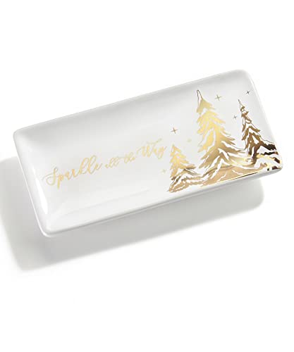 Giftcraft 681441 Christmas Mini Rectangular Plate with Sentiment, 0.6 inch, Ceramic