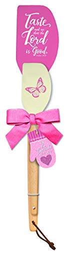 Divinity Taste and See Pink Butterfly 12 x 3 Silicon and Wood Spatulas Gift Set