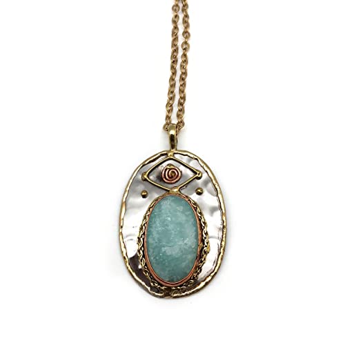 Anju P2213 Amazonite Mixed Metal Pendant Necklace