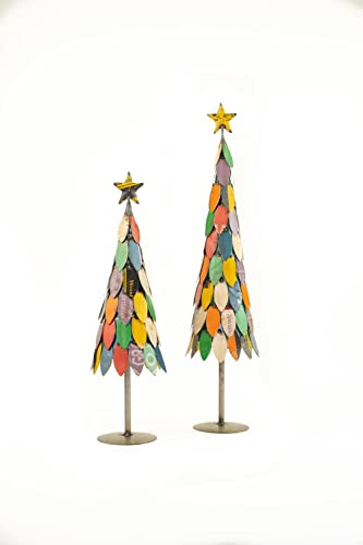 Kalalou GwG Outlet Set of Two Recycled Metal Christmas Trees NTM1286