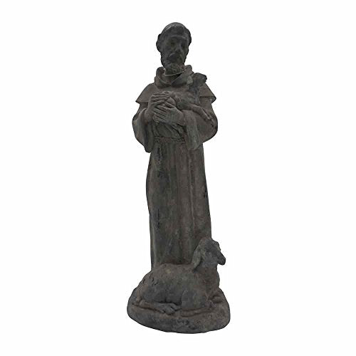 Comfy Hour Seed Soil and Yard Collection 15" St. Francis Statue Garden Sculpture Indoor and Outdoor Saint, Gray, Polyresin