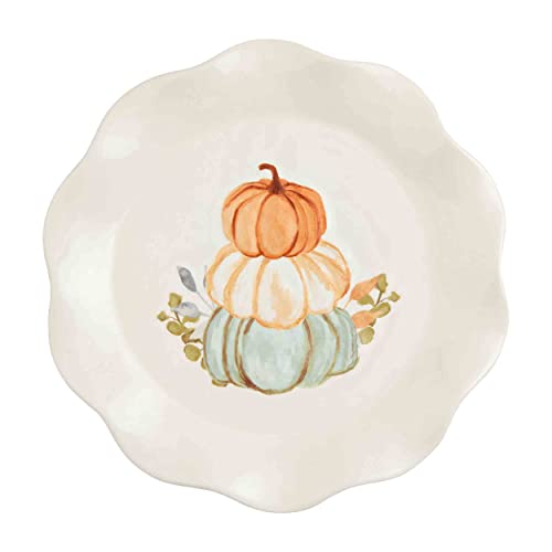 Mud Pie Thanksgiving Salad Plate, Stacked Pumpkins, 8" dia