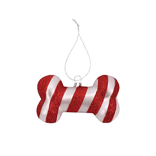 DEI 14291 Candycane Stripe Dog Bone Hanging Ornament, 5-inch Length