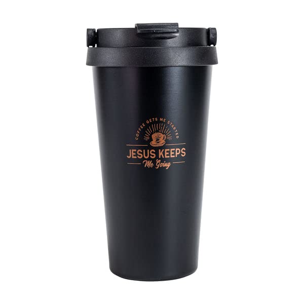 Divinity Boutique Travel Mug-Jesus Keeps me Going-Copper Ink Black Mug