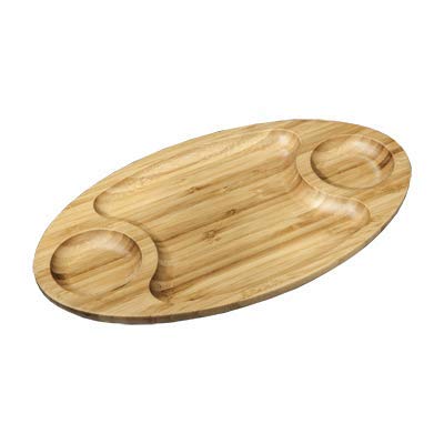 Set Of 3 Wilmax Bamboo Three Section Platters (16" X 9") | Durable Wood | Eco-Friendly