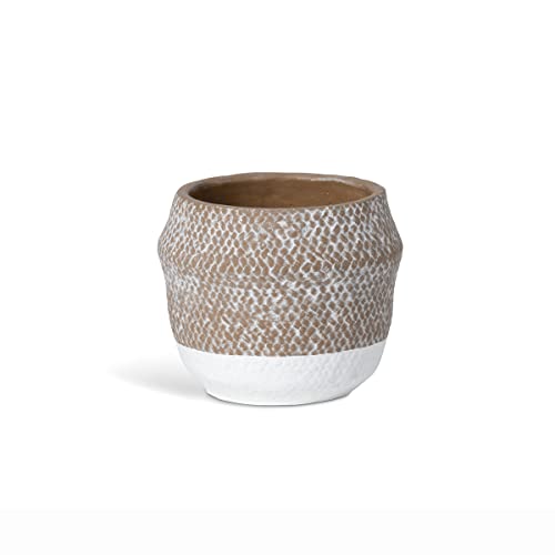 Park Hill Collection ECL20070 Woven Pattern Cement Pot, Small