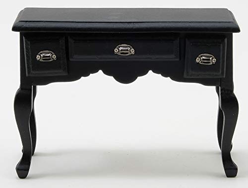 Aztec Imports Classics by Handley Dollhouse Miniature Black Desk with Pewter Drawer Pulls