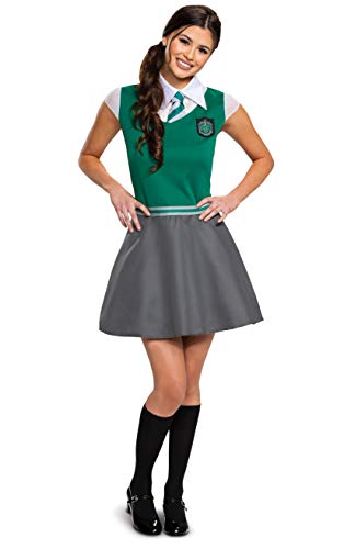 Disguise Women's Harry Potter Slytherin Dress Adult Costume, Green & Gray, Large (12-14)
