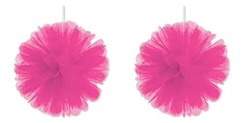Beistle Party Supplies 2 Pieces Cerise Tulle Balls, 8", 8"
