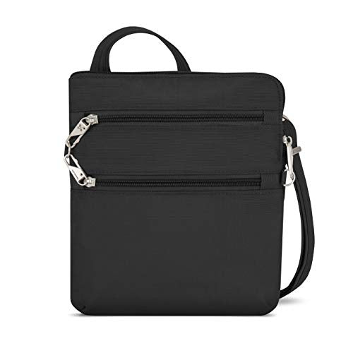 Travelon Anti-Theft Classic Slim Dbl Zip Crossbody Bag, Black