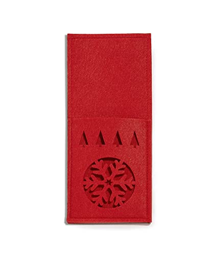 Giftcraft 681865 Christmas Red Snowflake Utensil Holder, 3.94 inch, Polyester