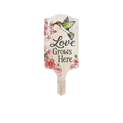 Carson Home 11954 Love Grows Here Garden Stake, 15.5-inch Length, UV Printed and Powder Coated Metal