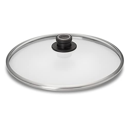 Frieling Woll Tempered Glass with Stainless Steel Rim and Vented Knob Round Lid, 12-Inch Diameter, Clear