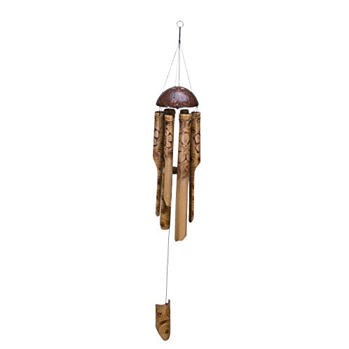 Beachcombers 41.25-Inch Long Burnt Flower Bamboo Windchime Brown