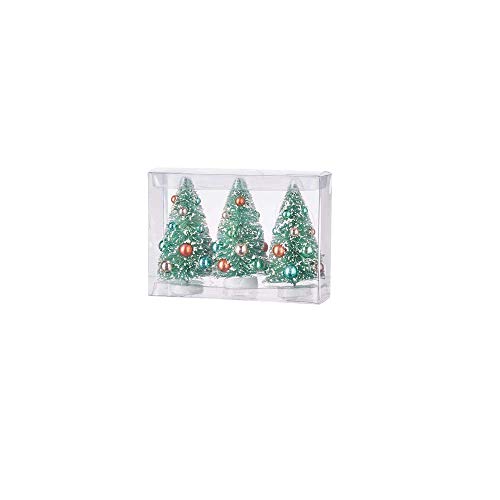 RAZ Imports 4115559 Box of Bottle Brush Tree Ornaments, Set of 3