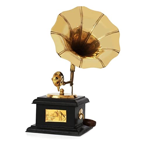 Hashcart Brass Antique Gramophone Dummy || Vintage Gramofono for Office Desk Decor | Shelf | Living Room | Home Accents | Wedding Gifts