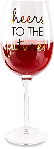 Pavilion Gift Company Cheers To The Future-High School or College Graduation 16 oz. Crystal Wine Glass, Gold