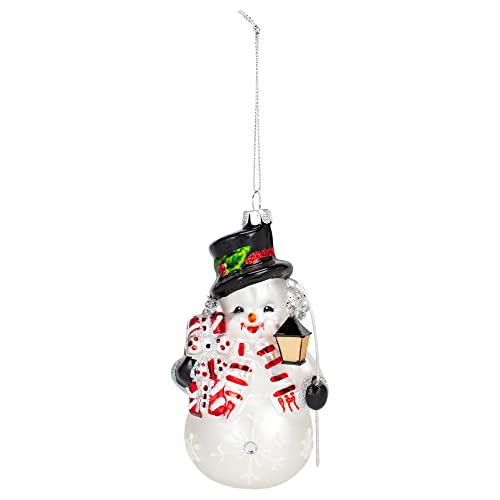 Raz 4152895 Snowman Ornament, 5.5-inch Height, Glass