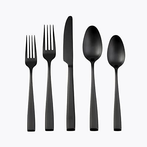 CAMBRIDGE Silversmiths Samira Black Satin 20-Piece Flatware Set, Service for 4