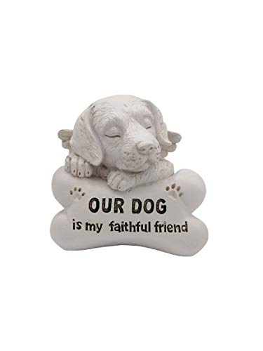 Comfy Hour Pet In Loving Memory Collection 5" Sleeping Dog Angel On Bone Figurine - in Memory of My Best Friend Bereavement, Light Gray, Polyresin