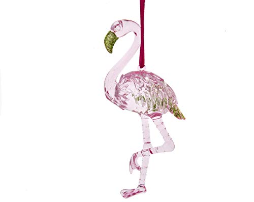 Kurt Adler T2819 Preppy Christmas Pink Flamingo Hanging Ornament, 4-inch Height, Plastic