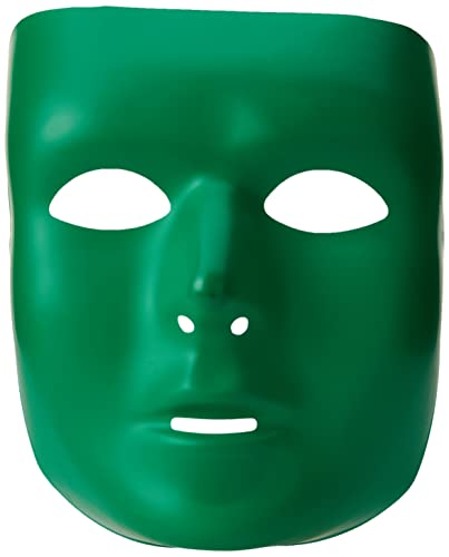 Amscan Solid Color Plastic Full Face Mask, 8.5" x 6.5", Green