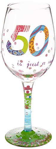Enesco Designs by Lolita 50 is Just a Number Hand-painted Artisan Wine Glass, 15 oz.