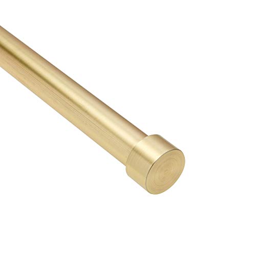 Umbra Cappa Curtain Rod  1-Inch Drapery Rod Extends from 66 to 120 Inches, Includes 2 Matching Finials, Brackets & Hardware, Brass, 66 to 120-inches