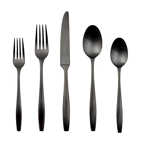 Cambridge Silversmiths Katerina Black Satin 20-Piece Flatware Set, Service for 4