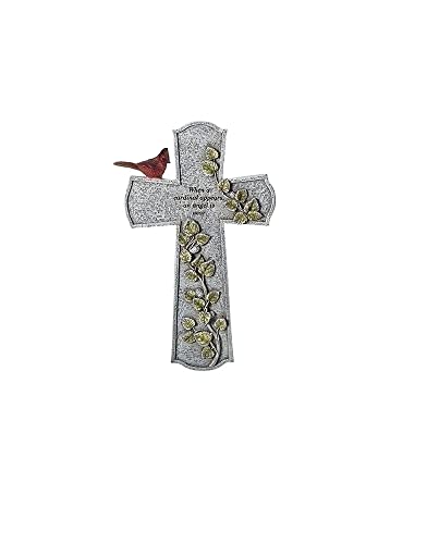 Roman Cardinal Wall Cross, 10-inch Height, Resin and Stone Mix, Red, Green and Gray, For Decorative Use, Home D√©cor, Memorial, For Loved Ones