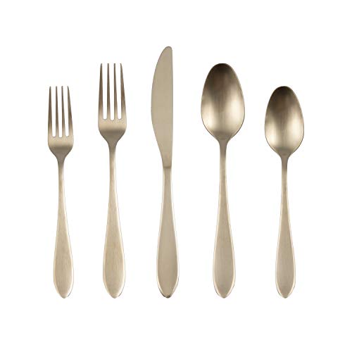 Cambridge Silversmiths Delia Champagne Satin 20 Piece Flatware Set, Service for Four