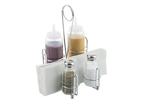 Tablecraft H594108 Products Retro Condiment Caddy Set, 1 Pack, Stainless Steel